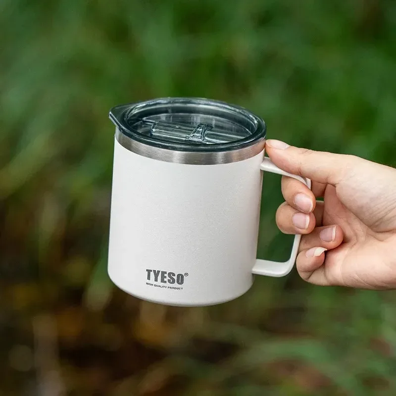 

Tyeso 400ml Stainless Steel Cup With Handle And Lid, Made Of 304 Food-Grade Stainless Steel, Suitable For Coffee, Ideal For Home