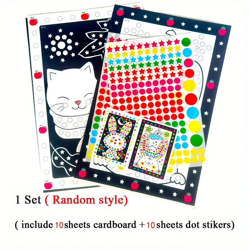 10 Sheets/Lot Funny Puzzle Dot Stickers For Kids Cute Cartoon Animal Drawing Mosaic Sticker Children Early Educational Patience