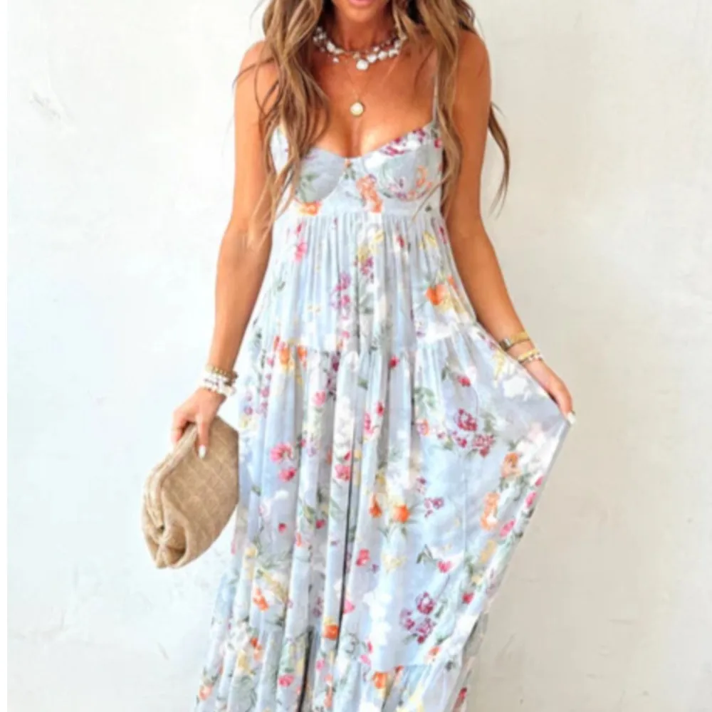

New Summer Dress Lottery Casual Loose Elegant Fashion Printed Holiday Style Suspender Backless Sleeveless High Waist Long Dress