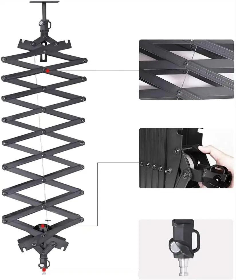 Photography Ceiling Rail System 2M Lifting Constant Force Hinge kit with Safety Rope Accessories  Flash Specialized Equipment