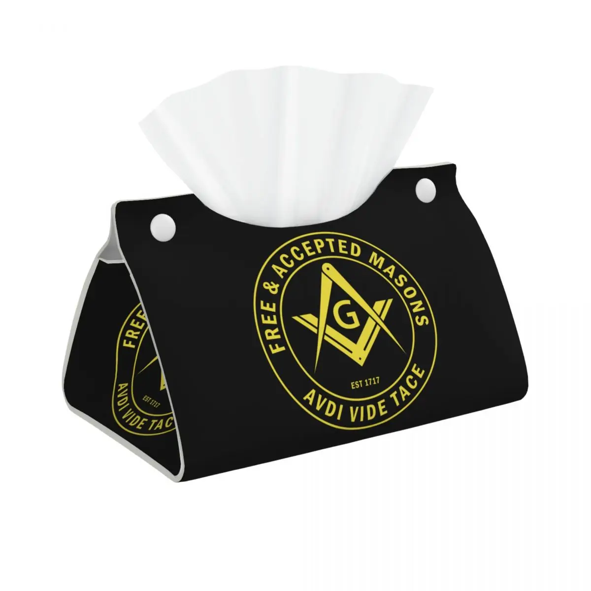 Custom Free Accepted Masons Masonic Freemason Tissue Box Cover PU Leather Rectangular Facial Tissues Holder for Car