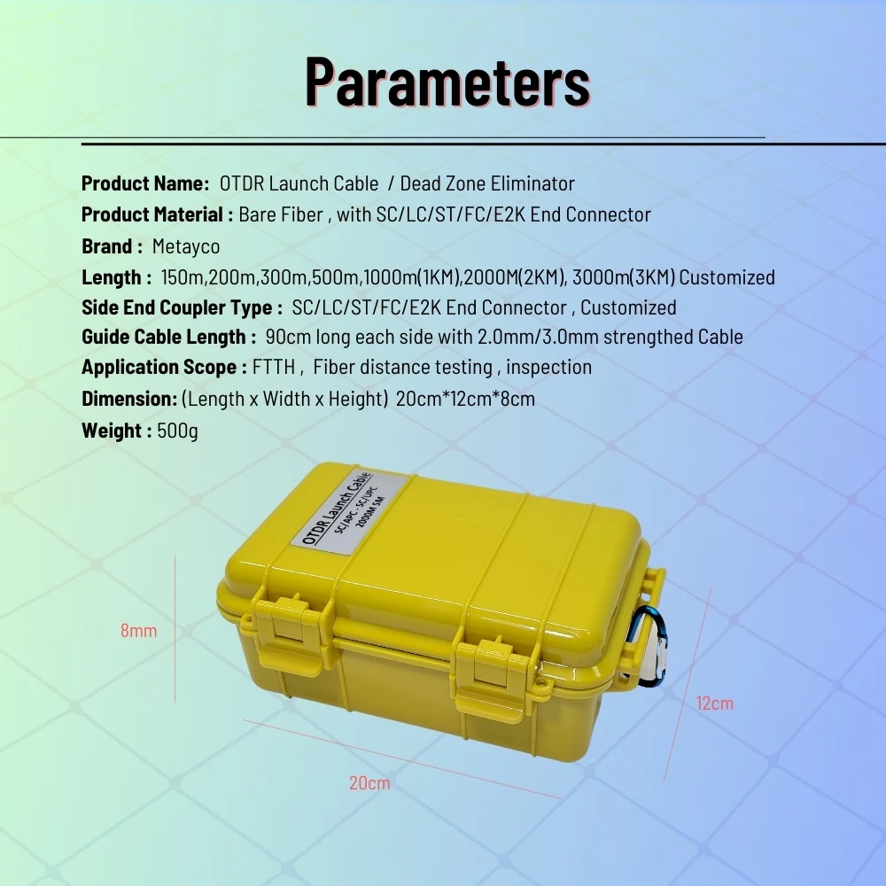 Imagem -06 - Single Mode sc fc st Lcupc Apc Otdr Lançamento Cabo Aua2 Teste de Extensão Otdr Dead Zone Eliminator Fiber Ring 150m 200m