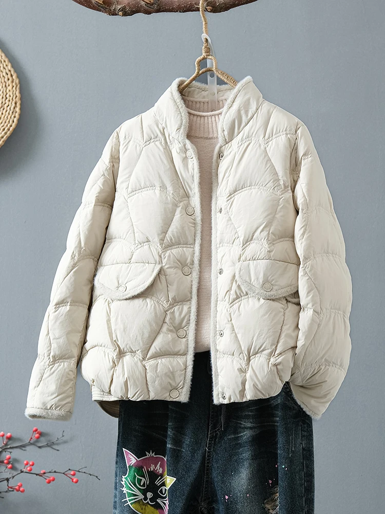 Cappotto invernale in piumino d'anatra bianco da donna Giacche corte sottili ultraleggere Autunno Casual Piumino sottile Parka femminile Capispalla