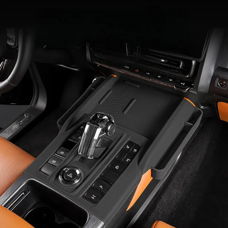 For Haval H9 2024-2025 Silicone Brown Car Gear Pad Storage Box Mobile Phone Storage Box Interior Accessories