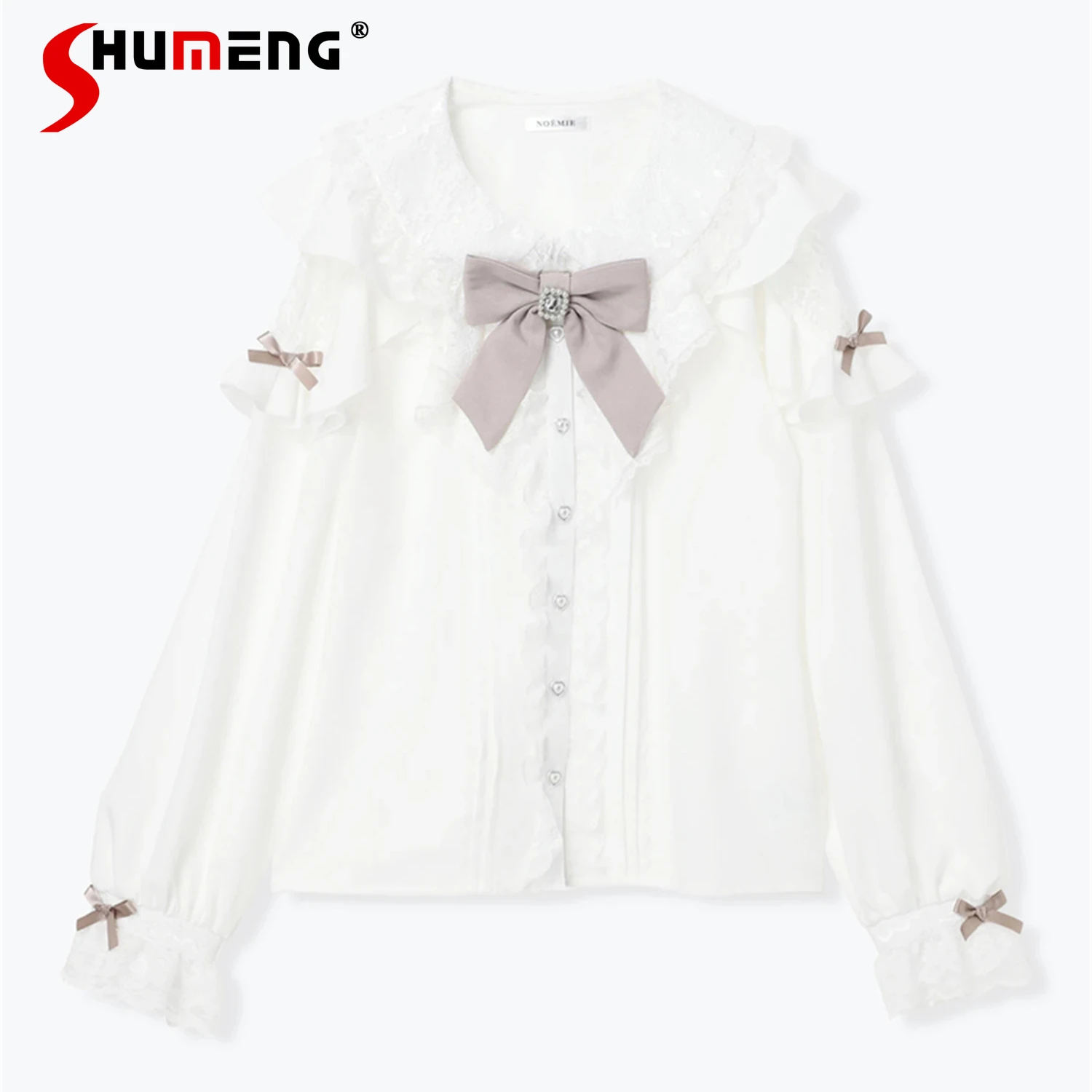 

Осенняя новая милая рубашка с длинными рукавами в стиле Лолиты для японских девочек 2025 года, элегантный облегающий топ, женские повседневные повседневные блузки