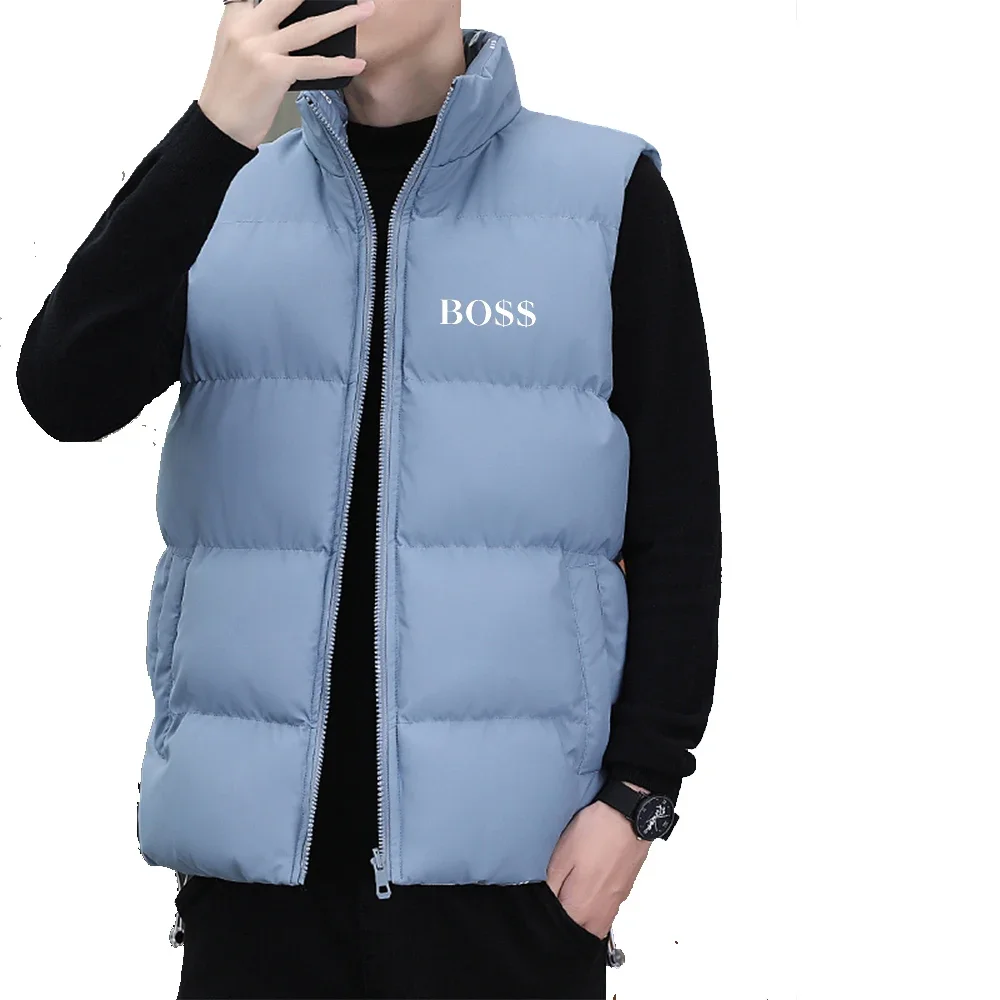 Men Vest Windproof Vest Men Jacket Sleeveless Vest Winter Jacket Casual Coat Men Down Cotton Warm Thicken Waistcoat Thick Gilet