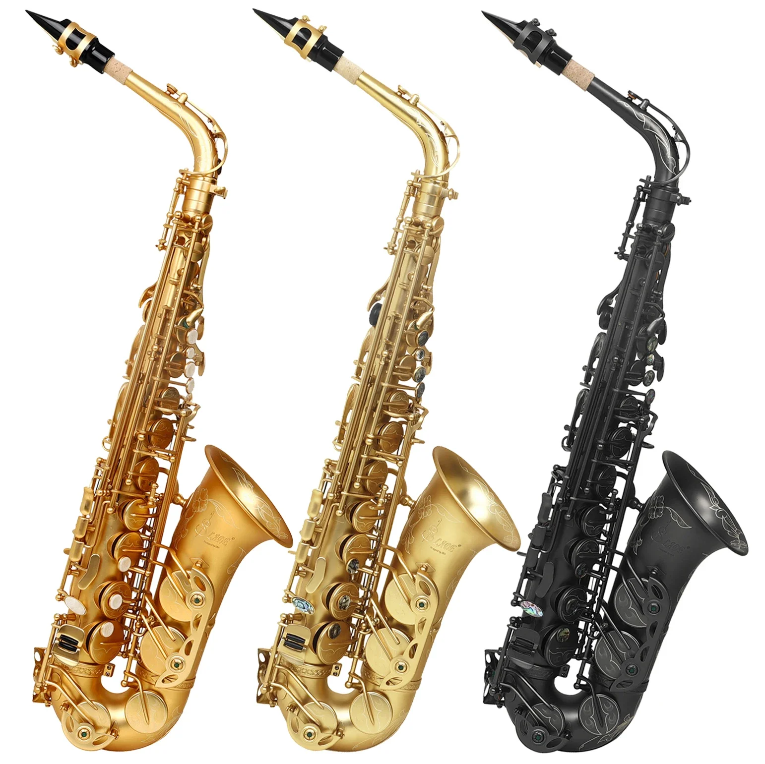 SLADE Alto Saxophone Brass Body Frosted Exterior Eb Saxophone High Quality Professional Woodwind Instruments With Sax Case Stand