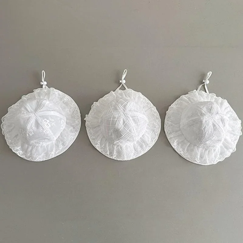 J15U Sombrero ligero vintage para bebé, sombrero de pescador infantil, tocado con detalle de encaje
