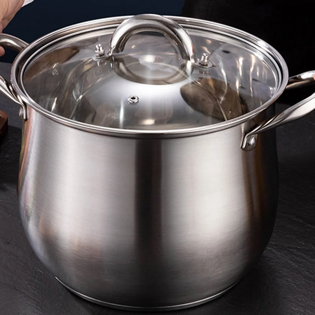 

Large Capacity Stainless Steel Stock Pot 7L Heavy Duty Soup Pot for Home Cooking Dual Handle Design with Lid Even Heat