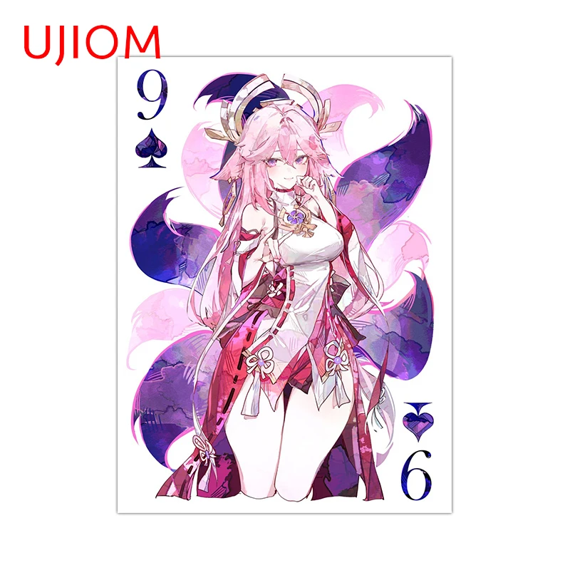 UJIOM Genshin Impact Graffiti Poker Style Wall Sticker Enchanting Fashion Baby Nursery Room Decal Nice Items Room Decor Poster