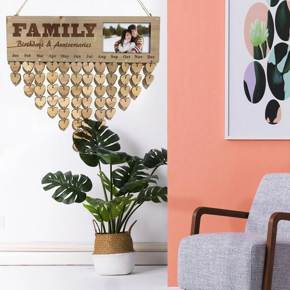 

Wooden Birthday Reminder Board Creative Carving Message Photo Frame Hanging Calendar Birthday Gift Home Decor Calendar