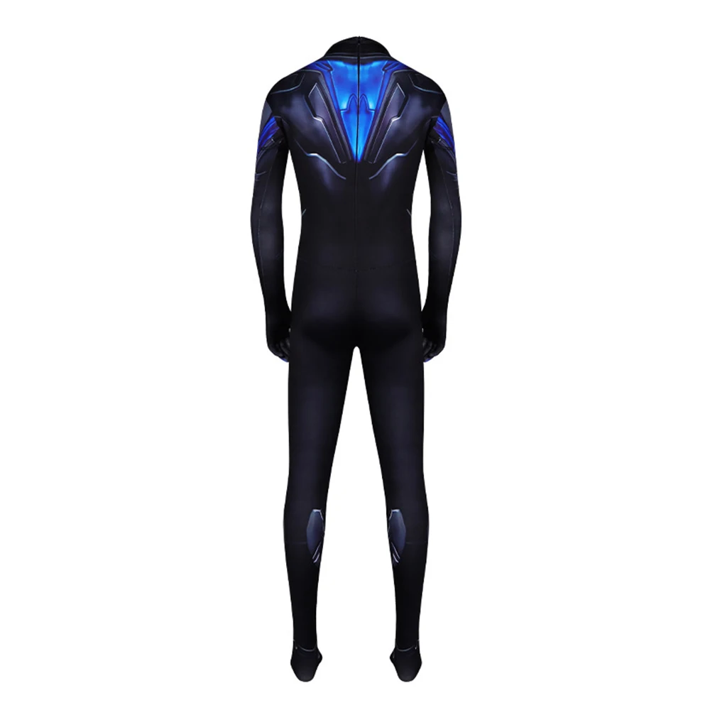 Male Nightwing Cosplay Jumpsuit Costume Bodysuit Eyemask Roleplay Outfits Adult Halloween Disguise Carnival Party Clothing Suits view 4