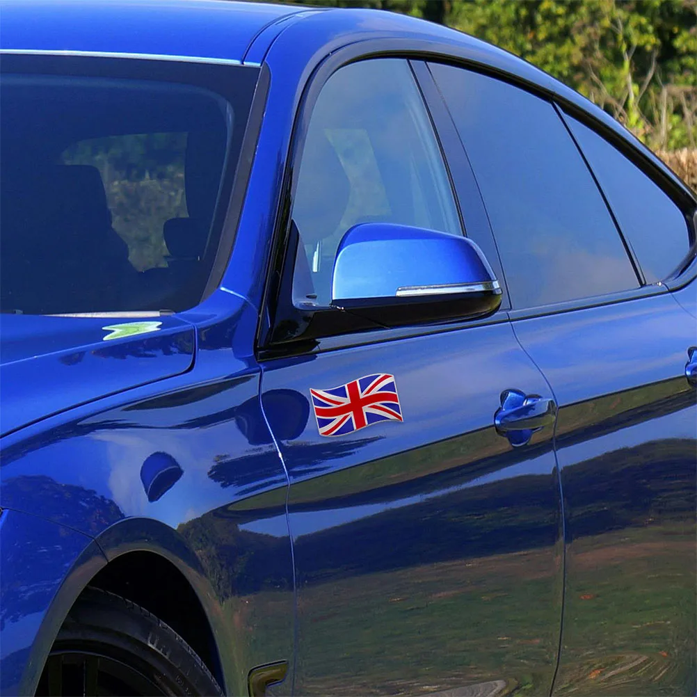 2Pcs Flag Shape Car Stickers Aluminum Metal Decals Waterproof for Cars Trucks Motorcycles Easy Install Uk Flag Automotive