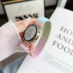 18mm 20 22mm Magnetic Nylon Band For Huawei Watch GT5/4 41mm GT6Pro 46mm Women Elastic Braid Strap For Galaxy 7 40 44mm Bracelet