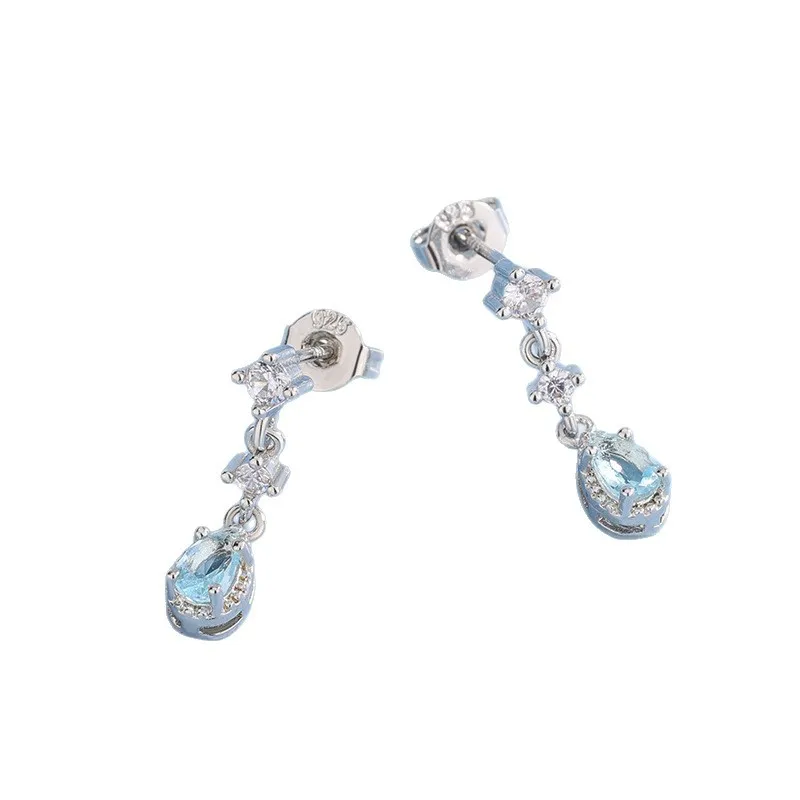 Women's Exquisite Blue Water Drop 925 Sterling Silver Earrings
