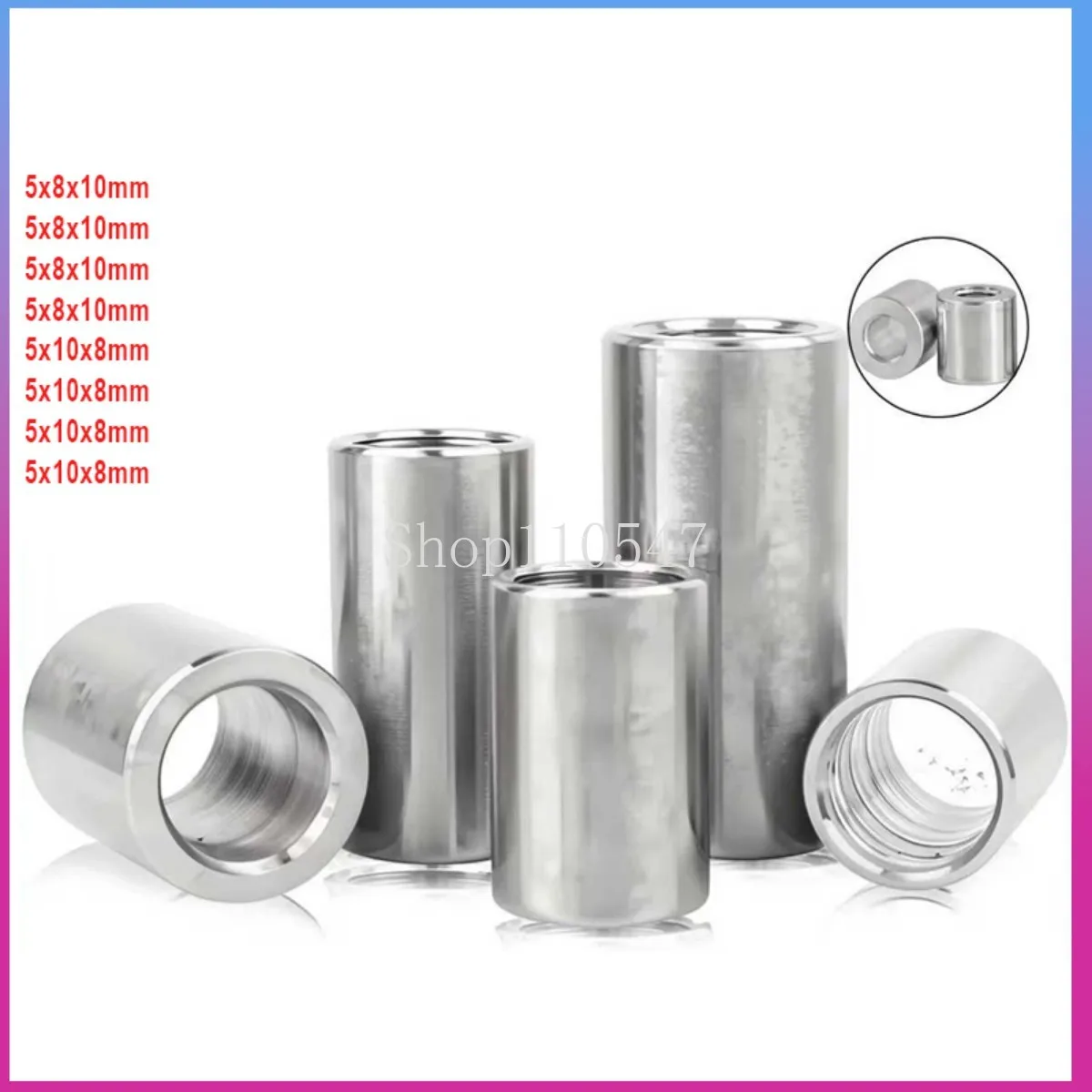 2-30pcs M5 304 Stainless Steel Extension Round Column Joint Coupling Nut Cylindrical Connector Joint Sleeve Tubular Nut L=6-30mm
