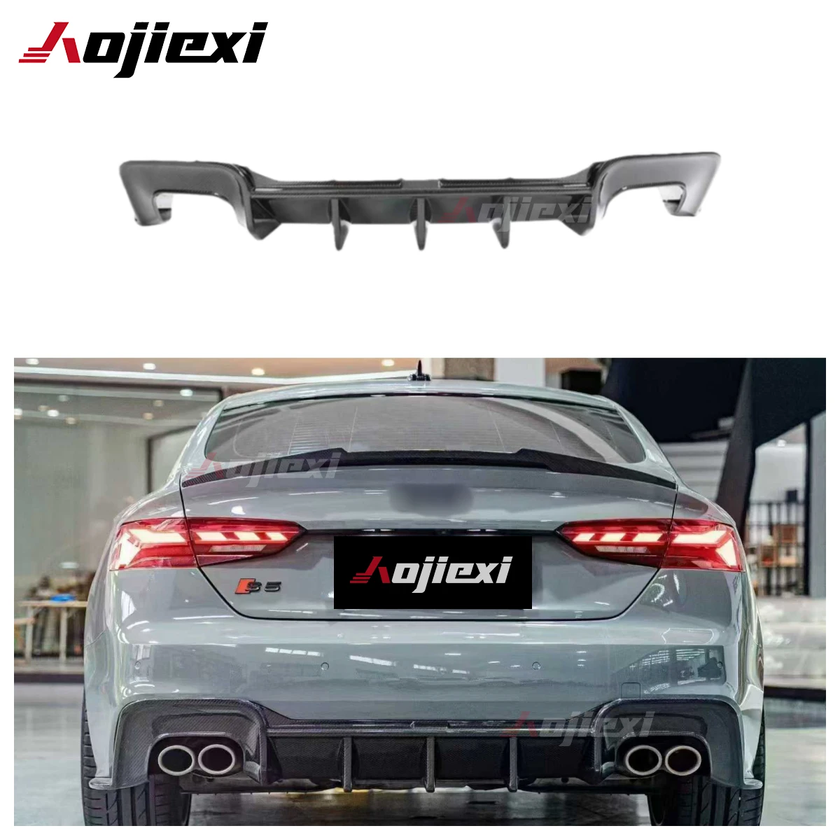 

High Quality BC Style Carbon Fiber Rear Bumper Diffuser for Audi B9.5 S5 RS5 A5 Sline Sportback 4 Door 2020-2024 Rear Diffuser