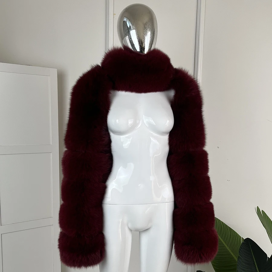 سترة من فراء الثعلب الأصلي بأكمام ثعلب فضية وأكمام من فرو الثعلب الطبيعي للنساء سترة كتف من الفرو عالي الجودة