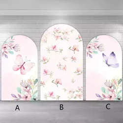 Mehofond Custom 2-Sided Pink Flower Butterfly Girls Birthday Party Baby Shower Cover Chiara Arch Background Decor Backdrop Photo