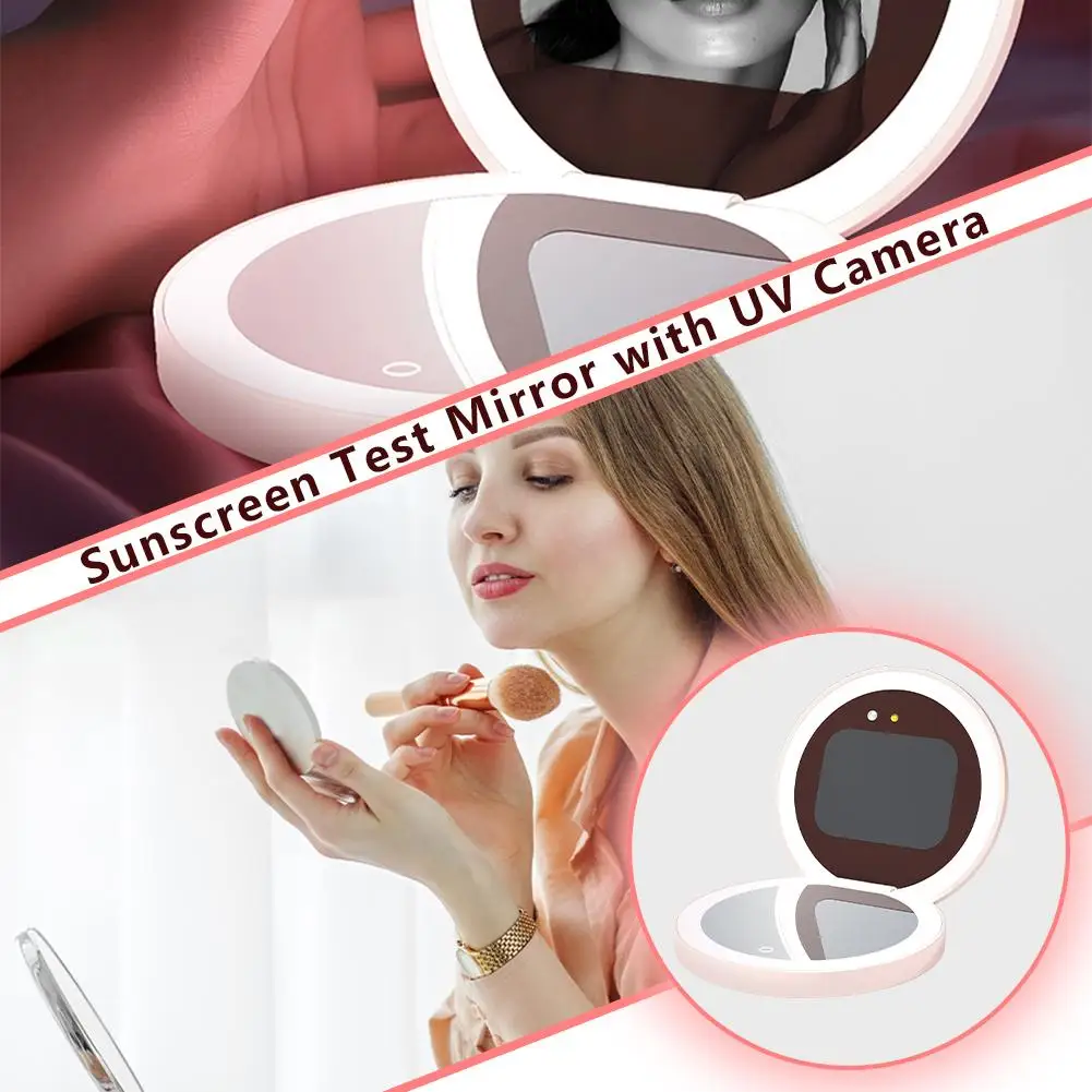 

2.8inch Uv Sunscreen Test Camera Makeup Mirror With Mirror Led Rechargeable Beauty Makeup Removal Detection Sunscreen F5f2