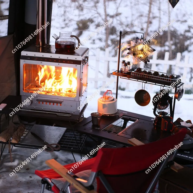 Stainless Steel Smokeless Fireplace Multifunctional Tent Wood Stove Outdoor Camping Wood Stove Heating Stove