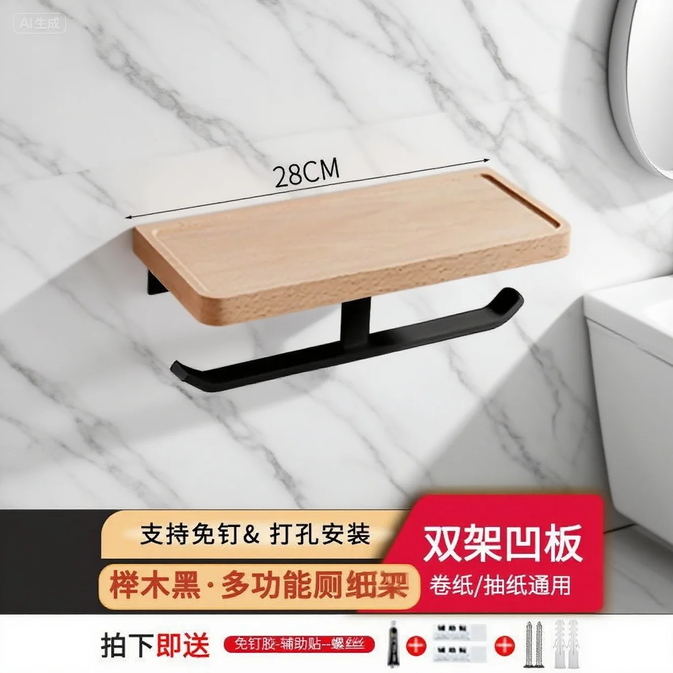 

Solid wood Toilet paper holder Carton shelf holder Toilet tissue box Walnut roll paper holder