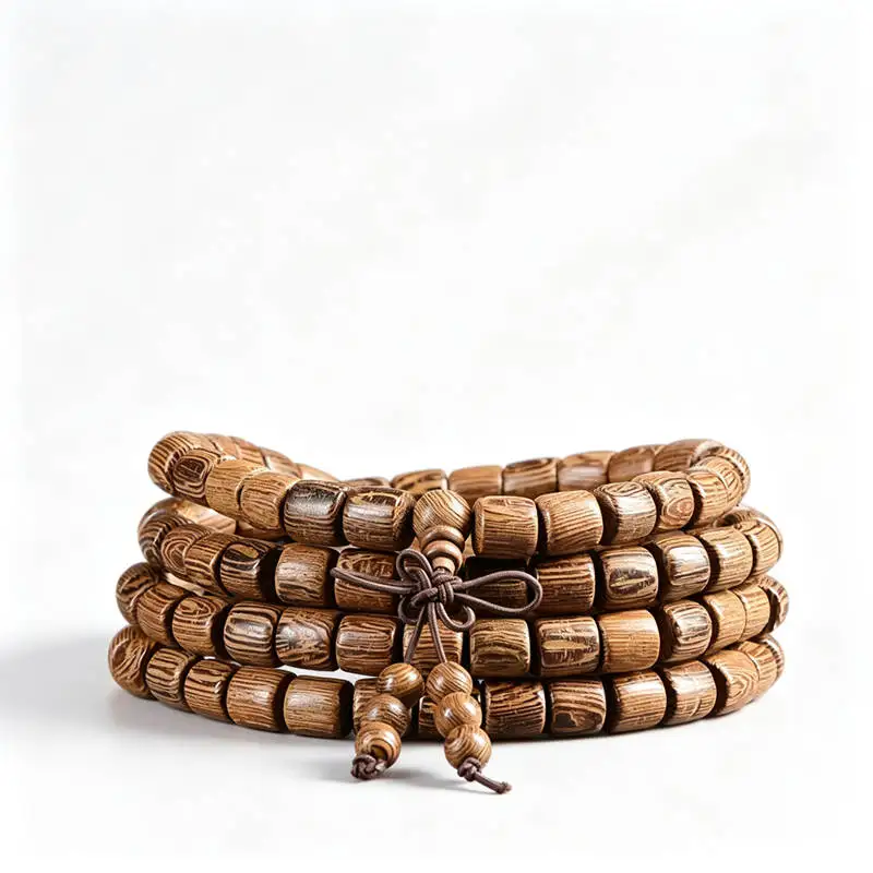 Buddhist 108 Wenge Wooden Barrel Prayer Beads Mala 8X8mm Heaven Eye Fashion Bracelet BRO502