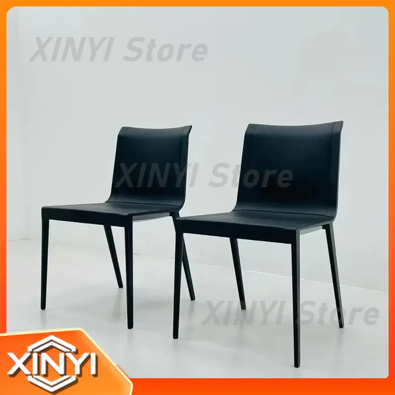 for Charlotte B & B Dining Chair Italian Minimalist Modern Saddle Leather Chair Simple Designer Dining Room Kitchen Island
