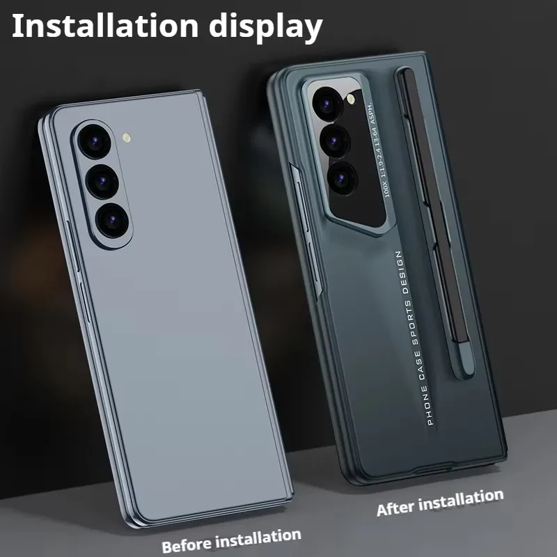 

Folding phone case for Samsung Galaxy Z Fold 6 Sport Car Design Frosted Hard PC Back Cover Case with Glass Screen Film Pen Slot