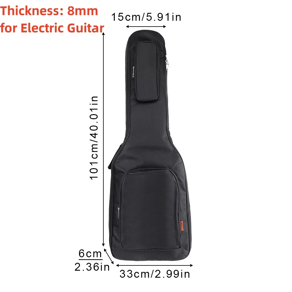 39-48 Zoll Oxford Stoff Pad 8-10mm Baumwolle Verdickung Doppel Riemen E-gitarre E-bass Fall, wasserdichte Abdeckung Rucksack – Detail 22