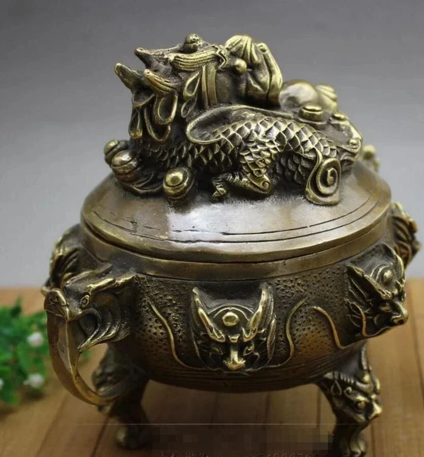 

Copper Statue Antiques miscellaneous collection wholesale bronze ware single dragon copper incense burner