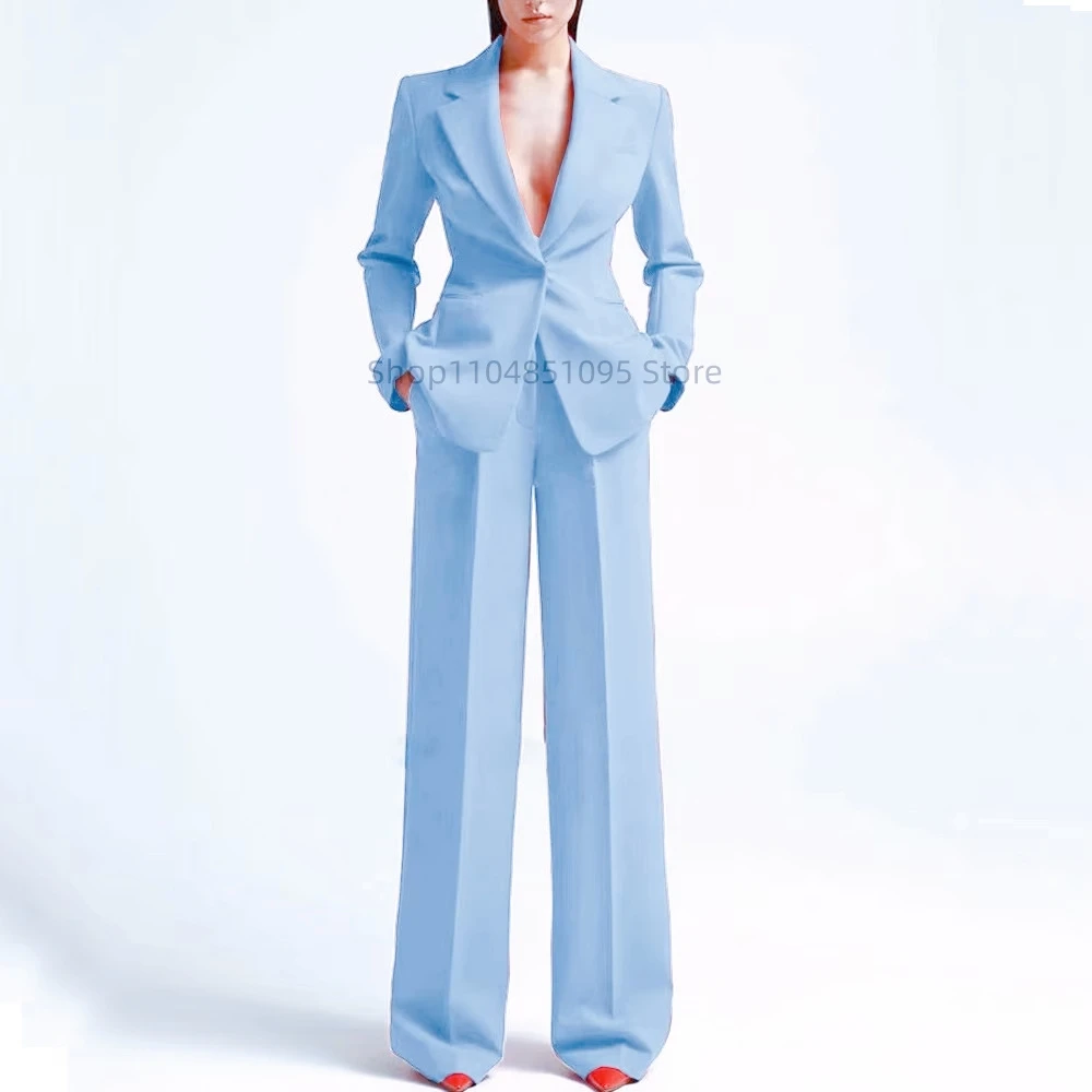 New Elegant Pant Suits Women's Western-Style Solid 2PCS Set Smooths Your Silhouette Through Commuting Casual Women Suits Set