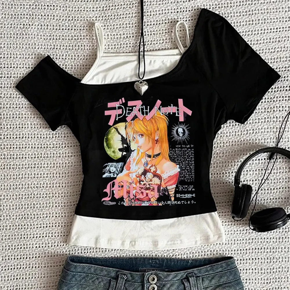 Death Note Anime Misa Amane Graphics Leeveless Tank Tops Vintage Grunge Streetwear Crop Tops Y2k Clothes Gothic Girls Corset