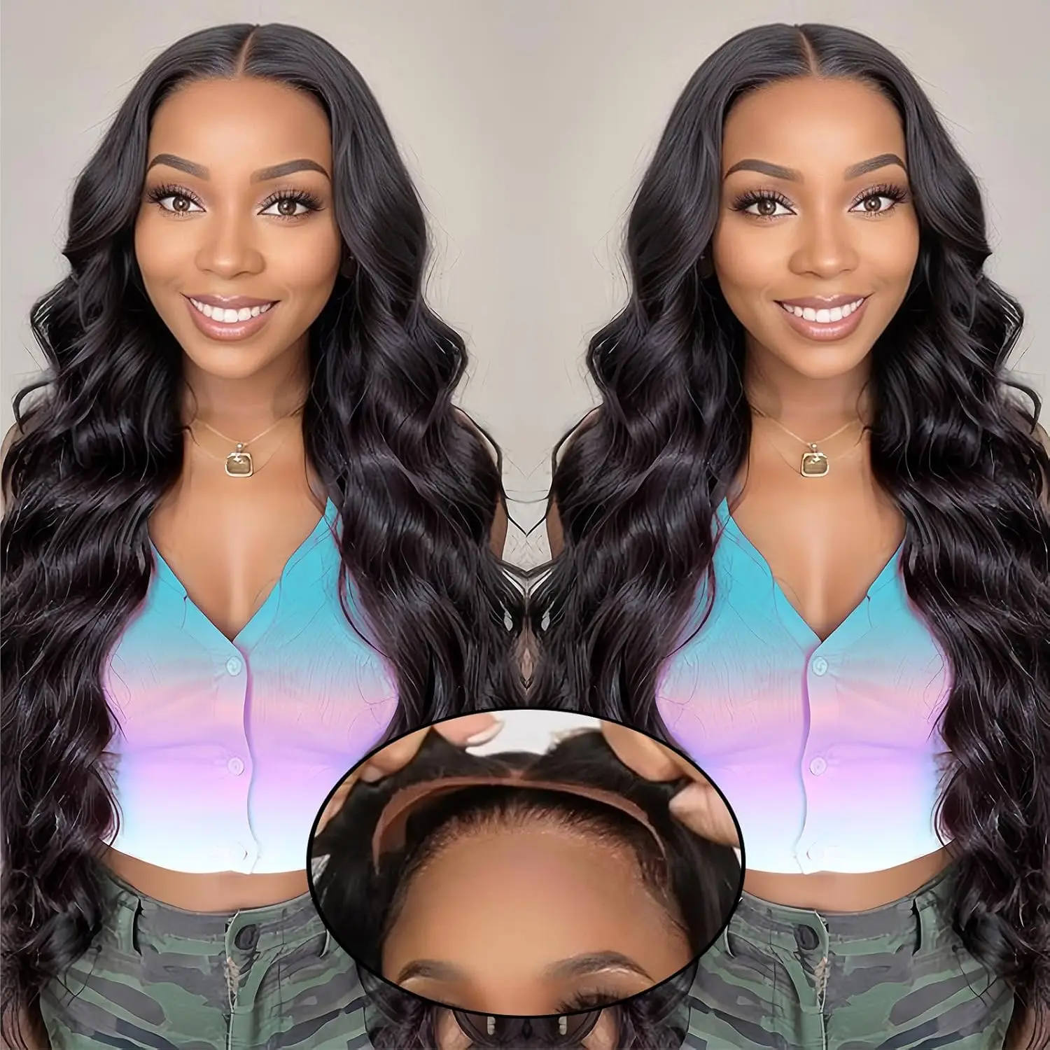 Body Wave Glueless Human Hair Wig Wear and Go Pre Cut 5x5 HD Lace Closure Wig Pre Plucked 180% Density Body Wave Human Hair Wig