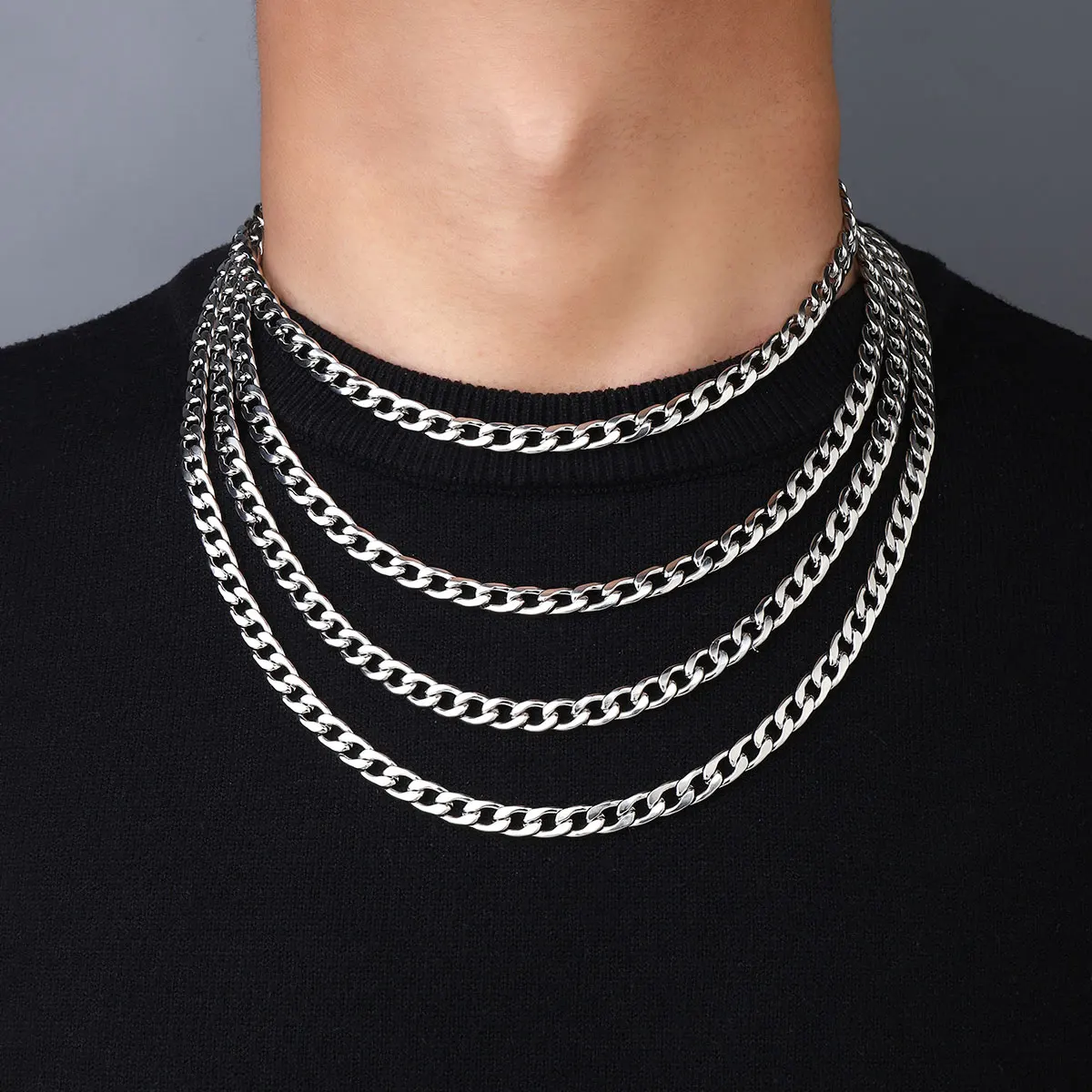 Trendy Hip Hop Stainless Steel 7mm Figaro Cuba Chains Link  Thick Necklace For Men Women Jewelry  Accessories Never Trust