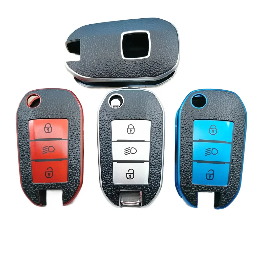 Tpu carro flip chave caso capa escudo acessórios para peugeot 208 308 408 508 2008 3008 4008 5008 para citroen c3 c4 cactus c6 c8
