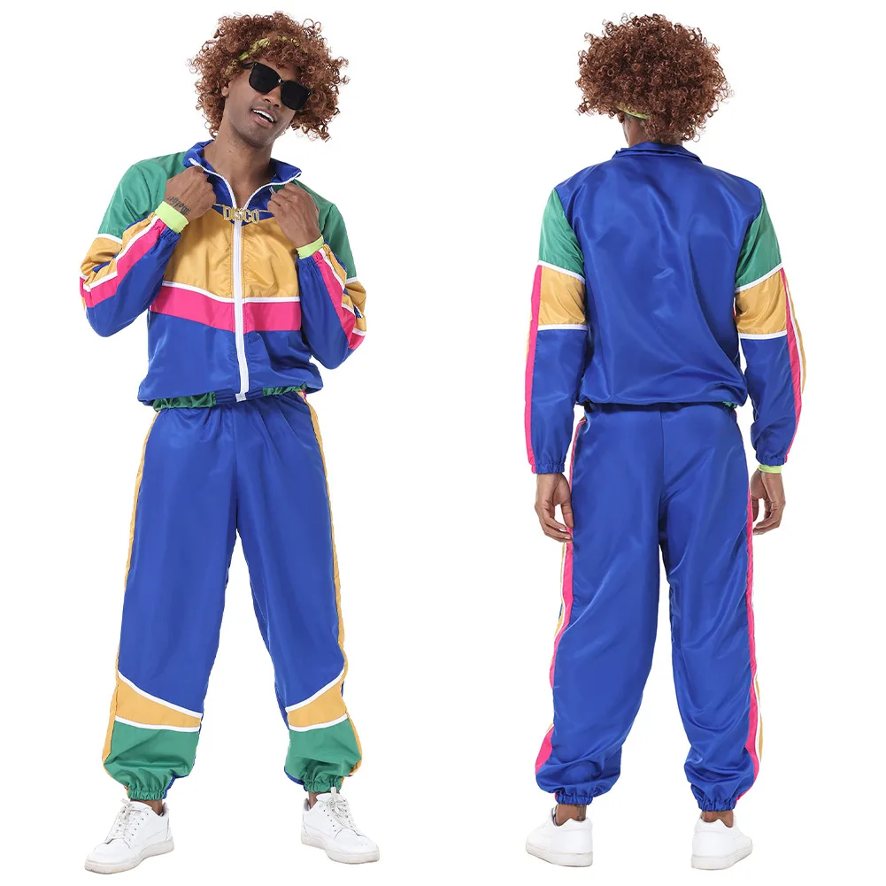 Conjunto deportivo vintage, 2 piezas de ropa deportiva vintage con bolsillos, chaqueta de chándal para correr, traje retro de los años 80 y 90, elegante playa para caminar en discoteca, hombres Conjunto deportivo vintage, 2 piezas de ropa deportiva vintage con bolsillos, chaqueta de chándal para correr, traje retro de los años 80 y 90, elegante playa para caminar en discoteca, hombres