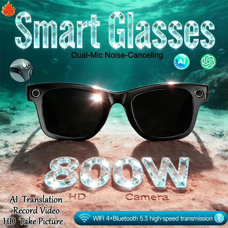 

New AI Smart Glasses Ai Voice Wake-up Dual Microphone Noise Reduction 270mAh Battery 8MP HD CameraIP65 Waterproof Smart Glasses