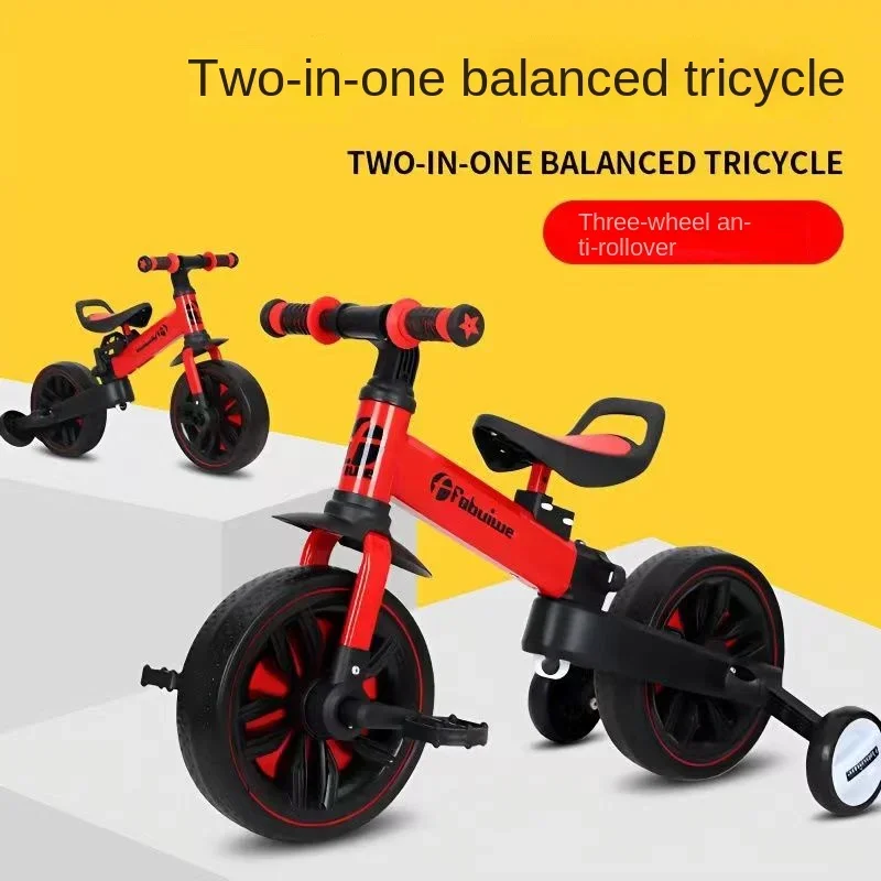 Multi Functional Children's Tricycle Baby Foot Balance Bike Foldable Bicycle for 3-6 Year Old Children