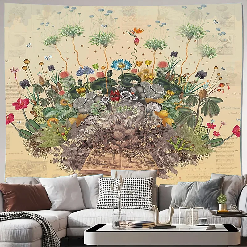 

Ботанический гобелен, лес, настенный подвесной природный папоротник, цветочный винтажный домашний декор, эстетический настенный художественный зеленый фон