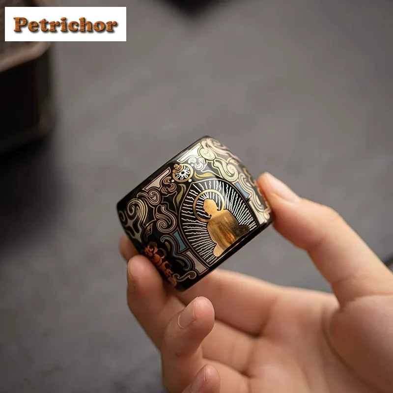 Maestro cubierto Chen Desheng uso doméstico oro y plata con incrustaciones Thangka fiesta accesorios para la ceremonia del té mascota estilo chino