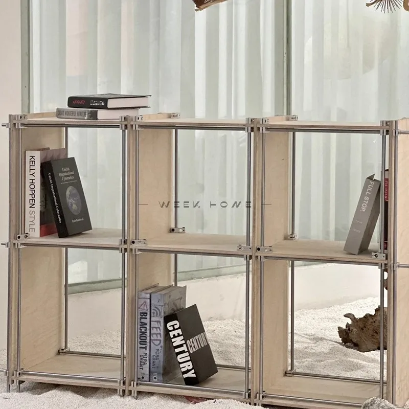 

Floor-to-ceiling stainless steel product display cabinet Optical axis Marine plate shelf Metal layered open grid module display