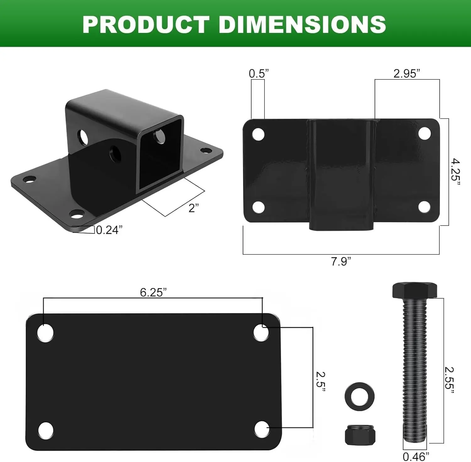 دلو جرار مسمار 2 بوصة، فتحة دبوس وصلة 5/8 بوصة، وصلة مقطورة من الفئة 3، 12000 رطل، يناسب الجرار، RV، UTV، الشاحنة #2