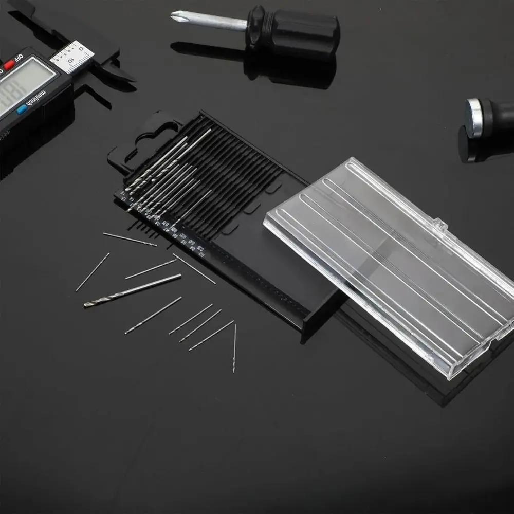 20pcs 0.3-1.6mm Mini Micro Drills Small Shank HSS Drill Bits Set Tiny Bit Size High Speed Steel Bits Boards Drilling