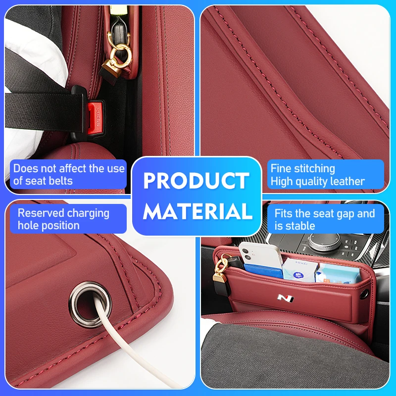 Car Console Side Seat Gap Filler Front Seat Organizer Accessories For Hyundai N Nline Tucson Kona Sonata Veloster i20 i30 view 5