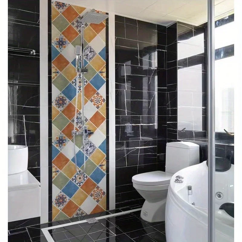 1Roll Self-adhesive Wallpaper Kitchen Oil Resistant Wall Stickers Bathroom Tiles Renovation Wall And Stove Art Decoration