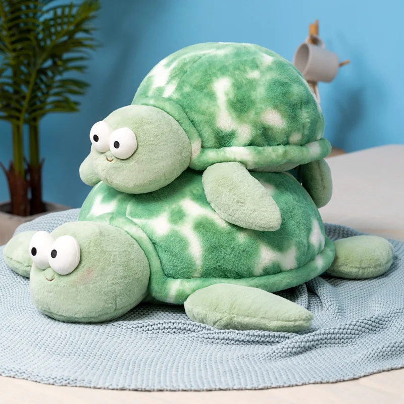 1pc 57/73cm Cute Green Spotted Turtle Plush Toy Throw Pillow Kawaii Room Decoration For Children's Birthday Gifts