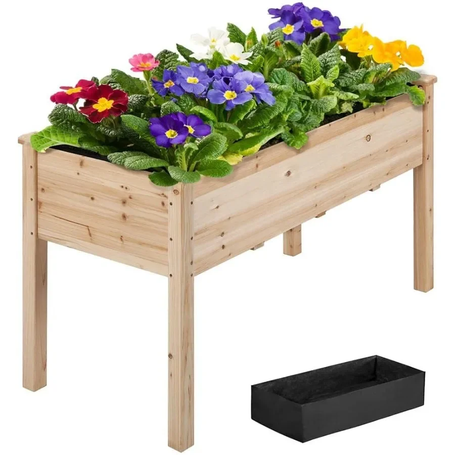 

1pc Raised Garden Bed 48x24x30in Elevated Wooden Horticulture Planter Box with Legs Standing Growing Bed for Gardening/Backyard