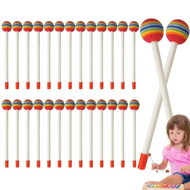 

Hand Drum Percussion Sticks 28PCS Musical Instruments Rhythm Sticks Soft Rainbow Lollipop Drumsticks Colorful Musical Toy