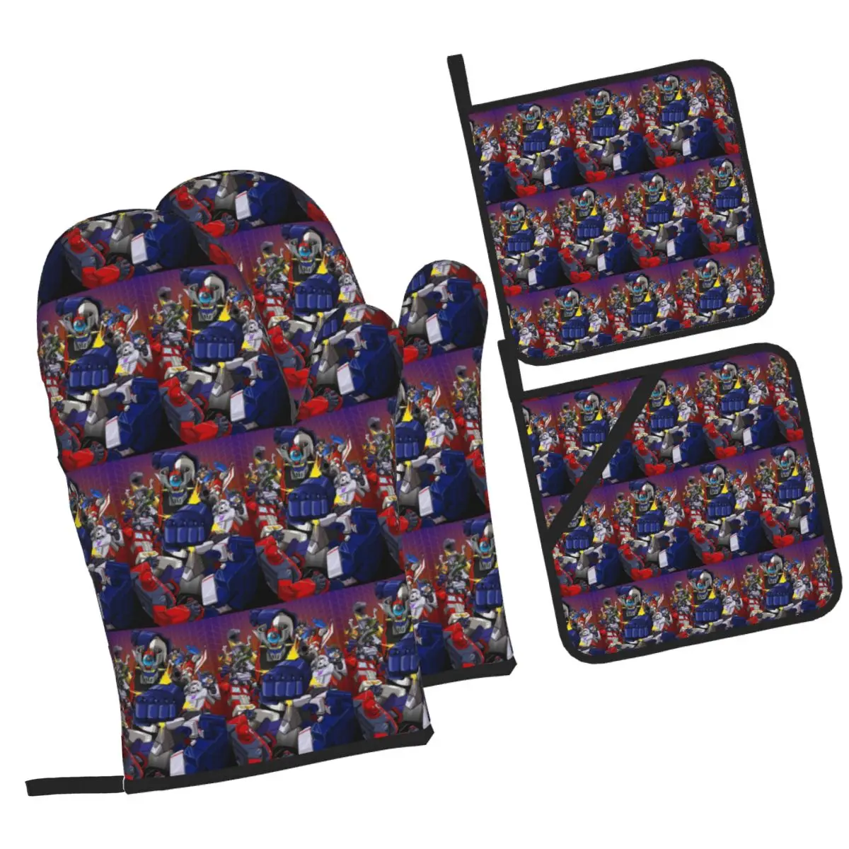 Mazinger Z Mad Robot Grendizer Anime Manga Oven Mitts and Pot Holder for Baking Cooking Grilling Resistant Non-Slip Gloves